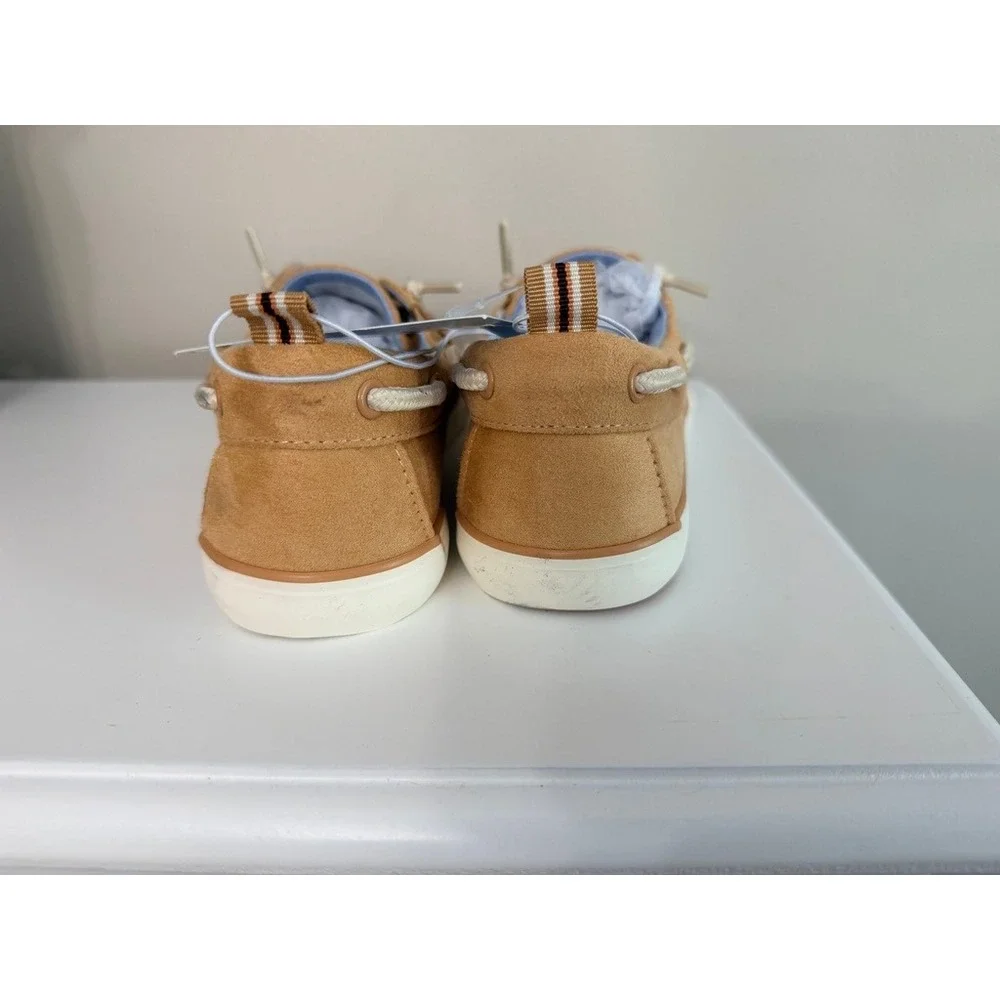 Cat & Jack Boat Shoes Boys Size 4 Tan Brown Faux Suede Loafers NWT